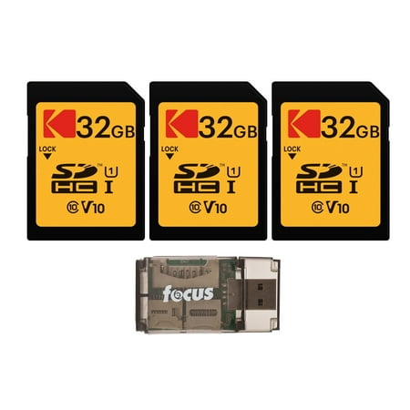 Kodak 32GB Class 10 UHS-I U1 SDHC Memory Card (3-Pack) Bundle