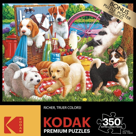 Kodak 350-Piece Puppies on a Picnic XL Jigsaw Puzzle