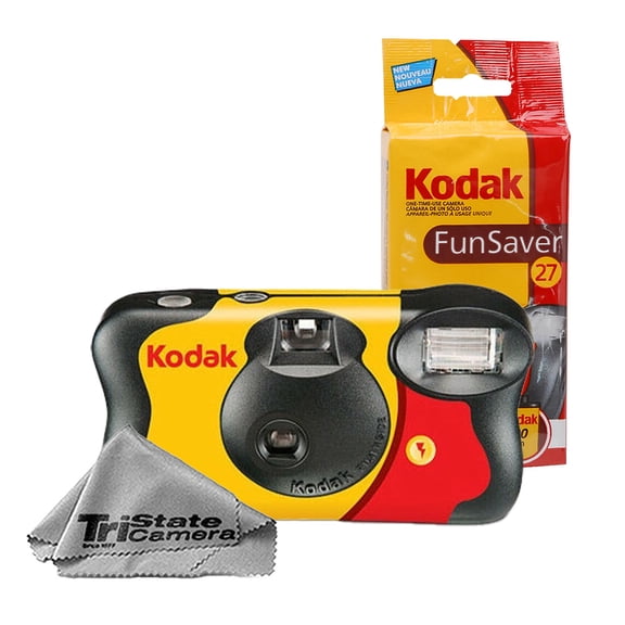 Kodak 35mm One-Time-Use ISO-800 Disposable Camera w/ Flash (27 Exposures, 1 Pack) + Microfiber Cloth