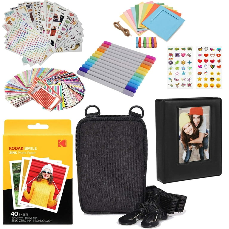 Kodak 3x4 Premium Zink Photo Paper (40 Pack) Accesory Kit with Photo  Album, Case, Stickers, Markers 