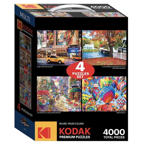 Kodak 4 in 1 Jigsaw Puzzle - 4 x 1000 piece puzzles - Bright Lights