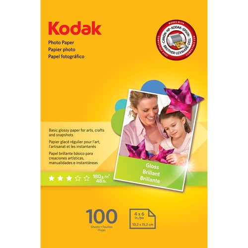 Kodak 4x6 Gloss Photo Paper, 100 Sheets