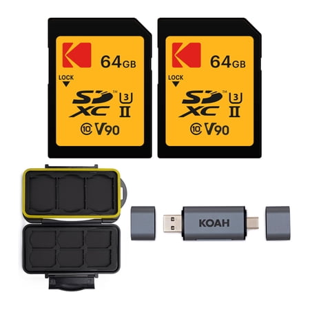Kodak 64GB UHS-II U3 V90 Ultra Pro SDXC Memory Card (2-Pack) Bundle