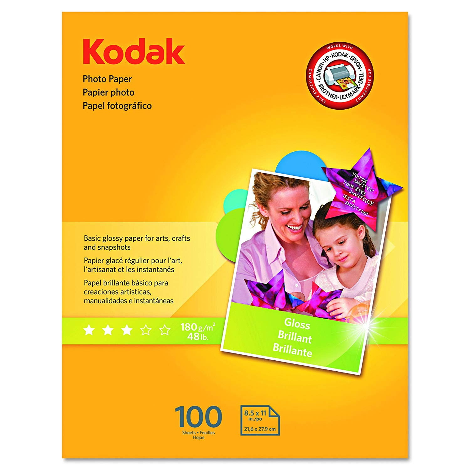 Kodak 8.5” x 11” Photo Paper – Gloss - 100 Sheets/Pack 