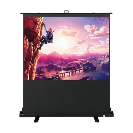 Kodak - 80" Projector Screen, Pull Up Projector Screen and Stand, Portable Projector Screen with Handle and Carrying Case - Black/White