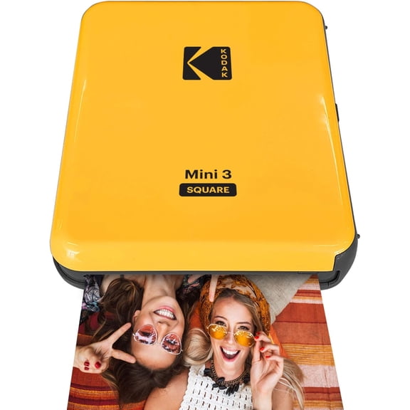 Kodak All-New Mini 3 Square Instagram Size Bluetooth Portable Photo Printer with 4PASS Technology - Yellow
