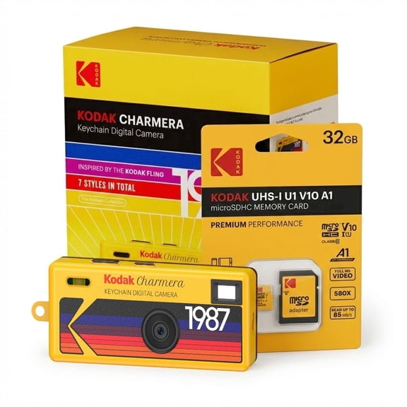 Kodak Charmera Key Chain Digital Camera (Random Style Blind Box, Single Camera) with 32GB Memory Card Bundle