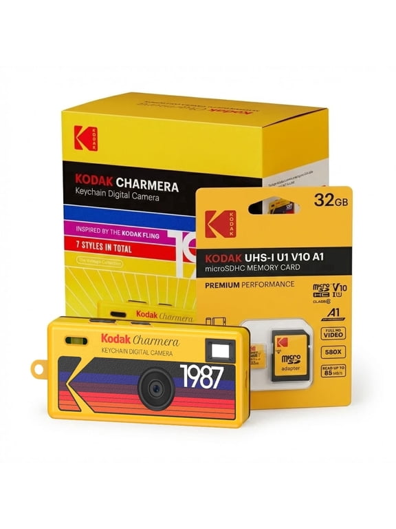 Charmera Key Chain Digital Camera (Random Style Blind Box, Single Camera) with 32GB Memory Card Bundle