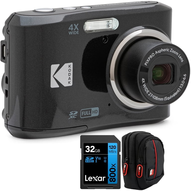 Kodak FZ45BK PIXPRO 16MP Camera, Black Bundle with Lexar 32GB High