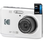 Kodak FZ45WH PIXPRO FZ45 16MP Digital Camera White Bundle with Lexar Professional 633x 64GB UHS-1 Class 10 SDXC Memory Card