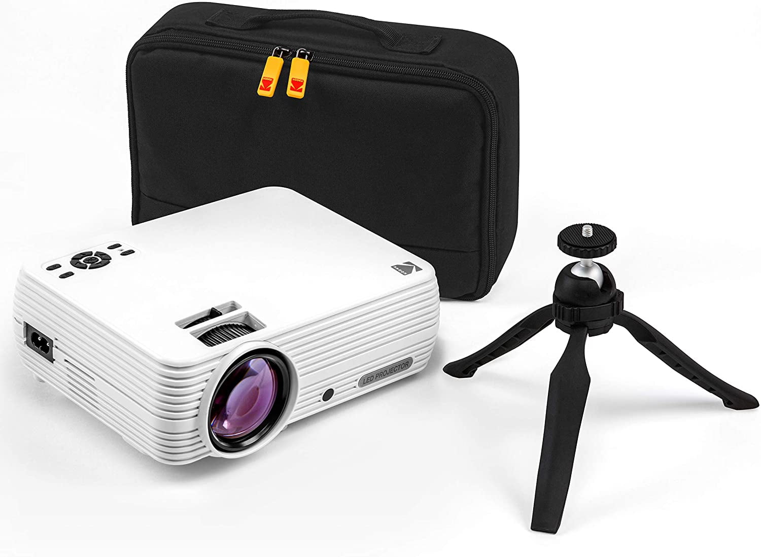 Compact White LED Home Theater Projector with Tripod
