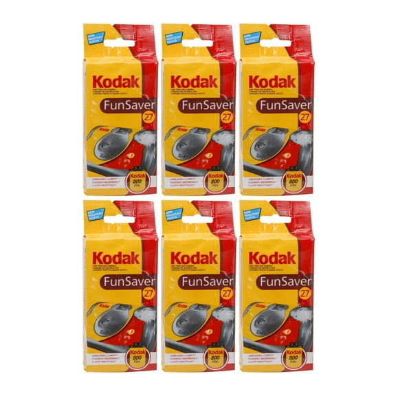 Kodak Fun Saver 35mm One-Time-Use Disposable Camera with Flash, 27 Exposures, 6-Pack