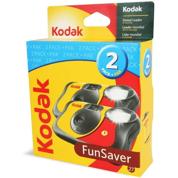 Kodak Funsaver 35 mm Film Camera, with Built In Flash, 2 Pack