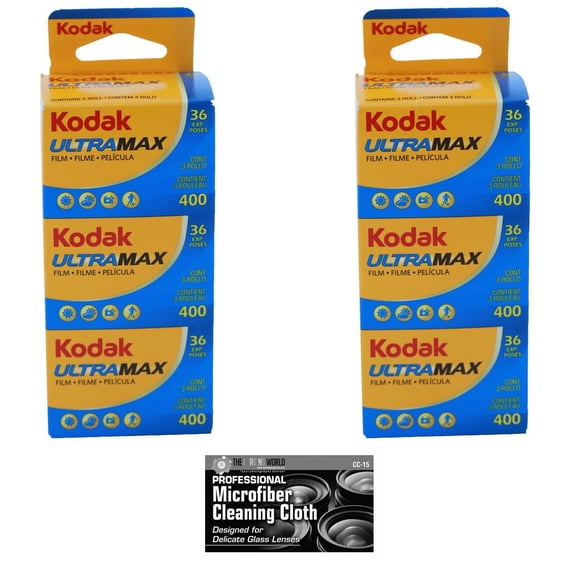 Kodak GC/UltraMax 400 Color Negative Film 35mm Roll Film, 36 Exposures, 6-Pack with Microfiber Cloth