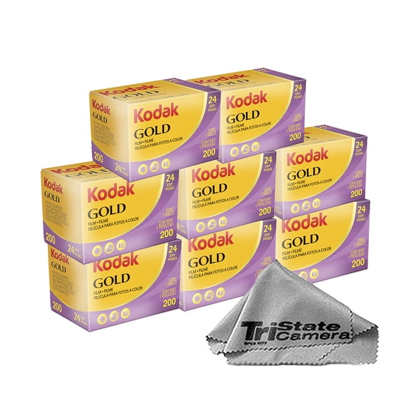 Kodak GOLD 200 35mm 24 Exposure Color Negative Film 8-Pack w/ Microfiber Cloth
