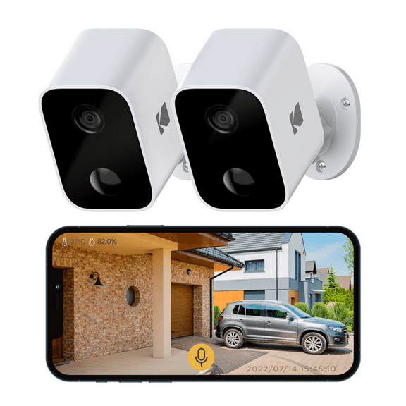 Kodak Infinio F882 Security Camera, 2x1080P Cameras, Wire-Free Installation, up to 90 Days Battery Life, Long Range, Weather-proof, iOS and Android supported Mobile App