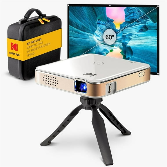 Kodak Luma 150 Pico Projector, Rechargeable Ultra Mini Projector w/60" Screen, Tripod & Case (White)