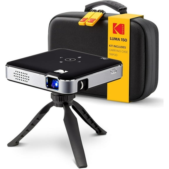 Kodak Luma 150 Pico Projector, Rechargeable Ultra Mini Projector with Travel Case & Tripod (Black)