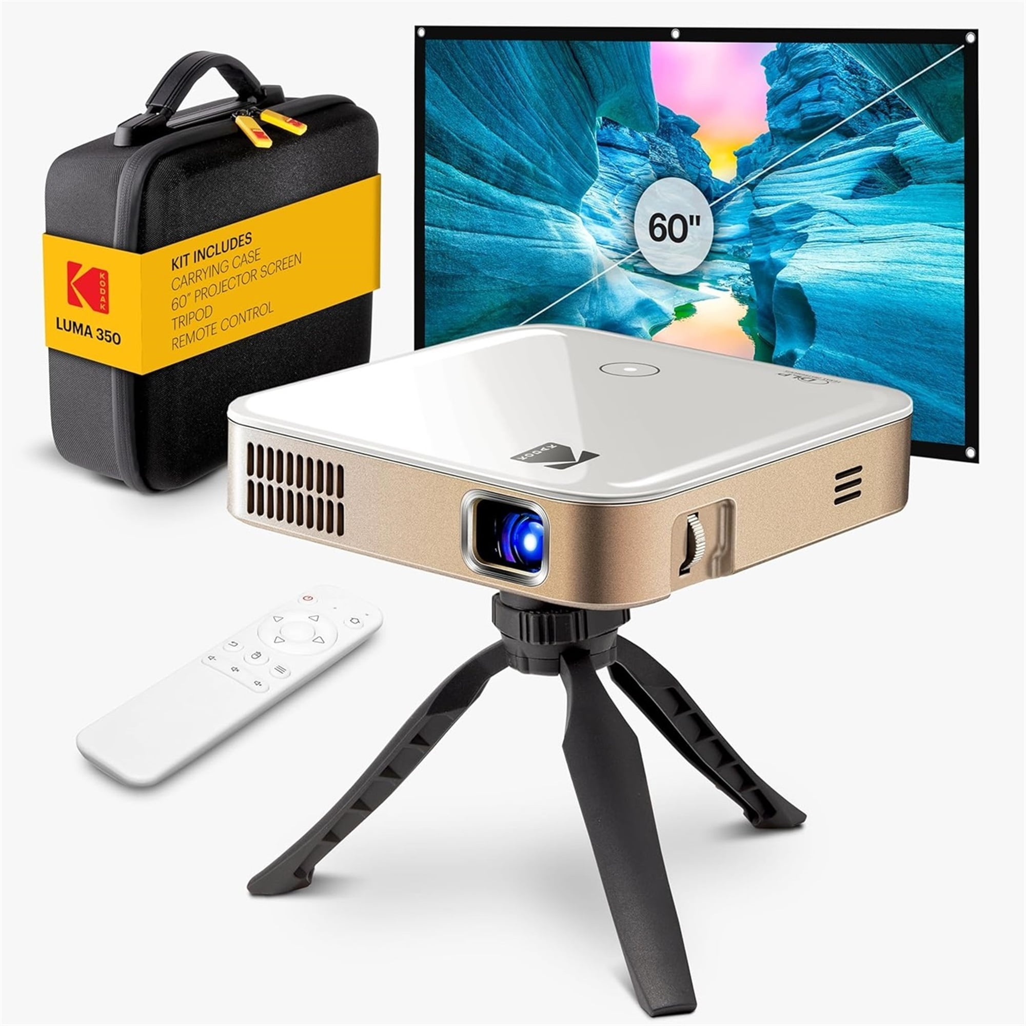 KODAK LUMA 350 モバイルプロジェクター 三脚・ケース付き Kodak Luma 350 Smart Projector, Portable Pico Projector with 60