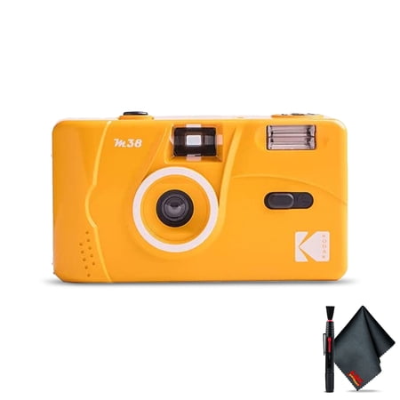 Kodak M38 35mm Film Camera - Focus Free, Powerful Built-in Flash, Easy to Use (Yellow) with 6Ave Cleaning Kit