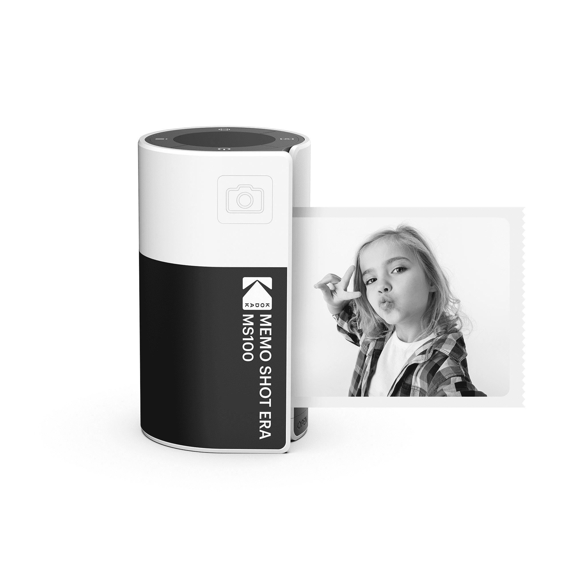 Kodak Memo Shot ERA Kids instant digital camera and photo label printer, White (Camera +1 roll)