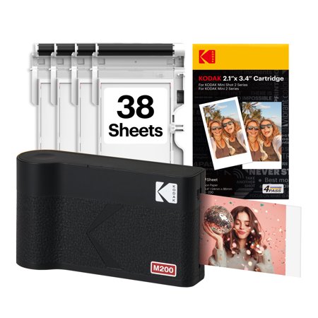 Kodak Mini 2 ERA Photo Printer cartridge bundle, 2.1x3.4 inches, black (printer + 68 sheets)