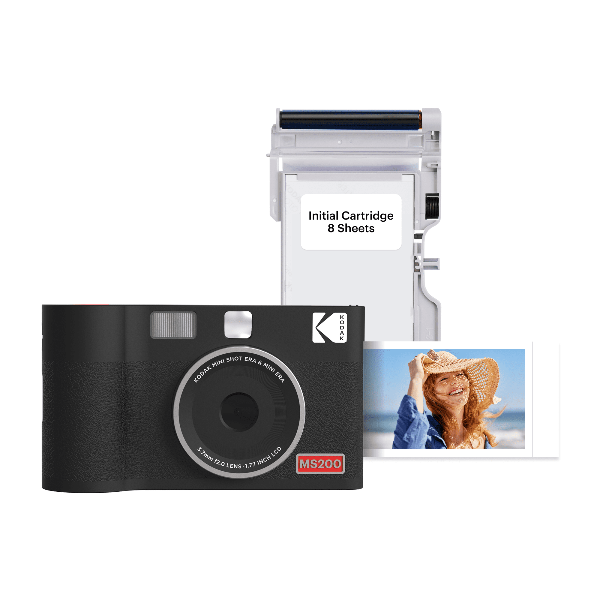 Kodak Mini Shot 2 ERA 2-in-1 instant camera-printer, 2.1x3.4 inches, black (camera + 8 sheets)