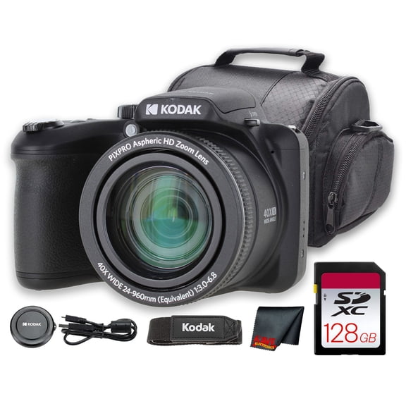 Kodak PIXPRO AZ255 16MP Digital Camera, 25X Optical Zoom, 1080p Video, 3" LCD, Black & Camera Case