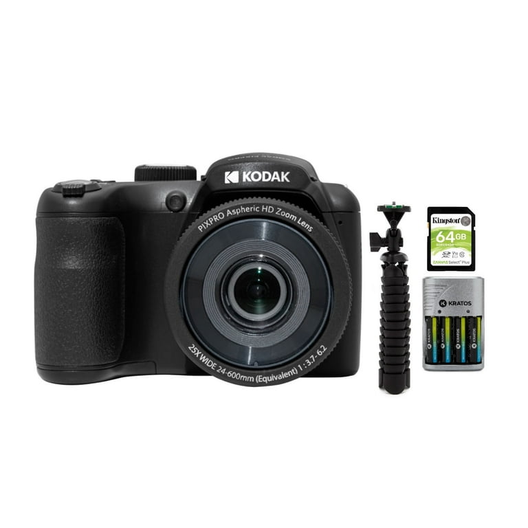 Kodak PIXPRO AZ255 Point Shoot Camera, 16MP, 25x Zoom, Black