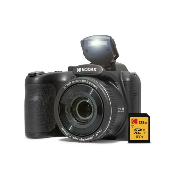 Kodak PIXPRO AZ255 Astro Zoom 16MP Digital Camera (Black) with Kodak 128GB SDXC Card Bundle