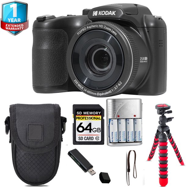 Kodak PIXPRO AZ255 Digital Camera (Black) + Tripod + 1 Yr Warranty  