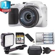 Kodak PIXPRO AZ255 Digital Camera White + Extra Battery + LED +