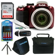 Kodak PIXPRO AZ401 Digital Camera Red + Deal-expo Accessories Bundle
