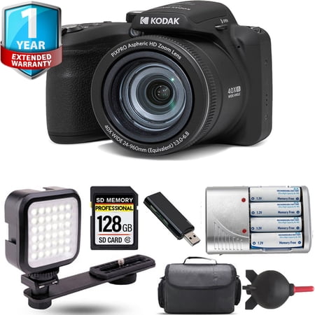 Kodak PIXPRO AZ405 Digital Camera (Black) + Extra Battery + 1 Yr Warranty - 128GB Kit
