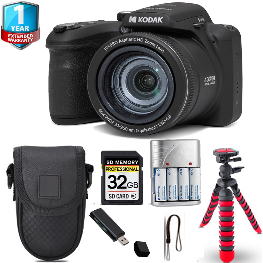 Kodak PIXPRO AZ405 Digital Camera (Black) + Spider Tripod + Case+