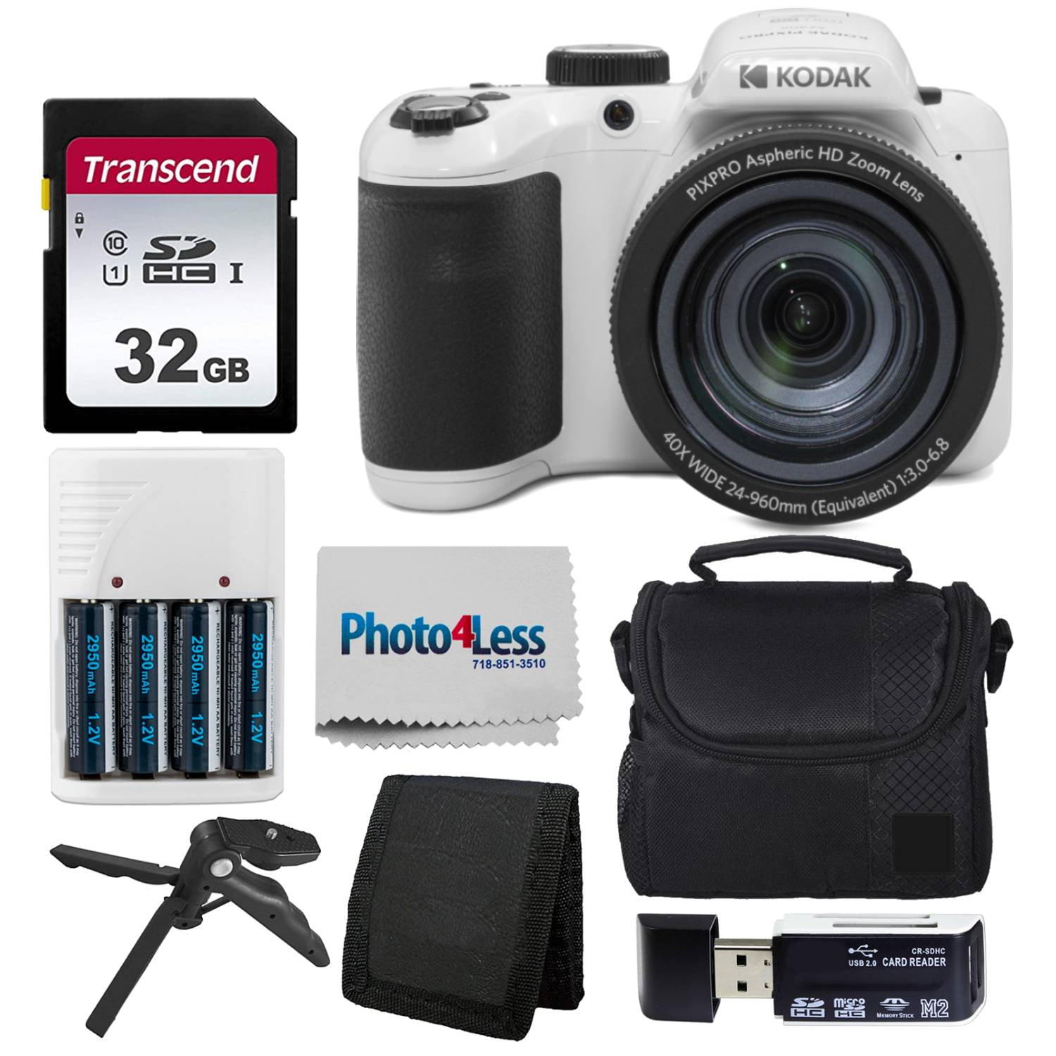 Kodak PIXPRO AZ405 Compact Digital Camera (White) with Video, Point ...