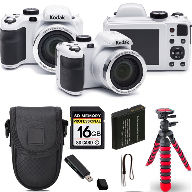Kodak PIXPRO AZ421 Digital Camera (White)+ Spider Tripod + Case 16GB