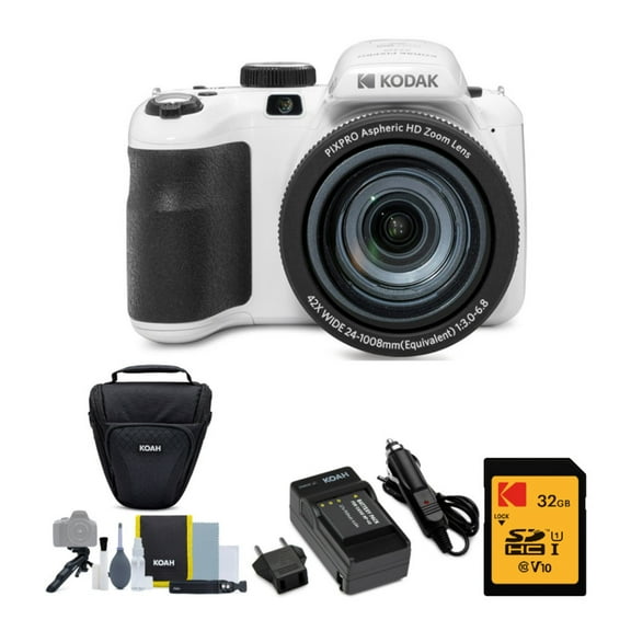 Kodak PIXPRO AZ425 Astro Zoom Camera (White) with 32GB SD Card and Accessory Kit