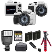 Kodak PIXPRO AZ425 Digital Camera (White) + Extra Battery + Flash - 32GB Kit