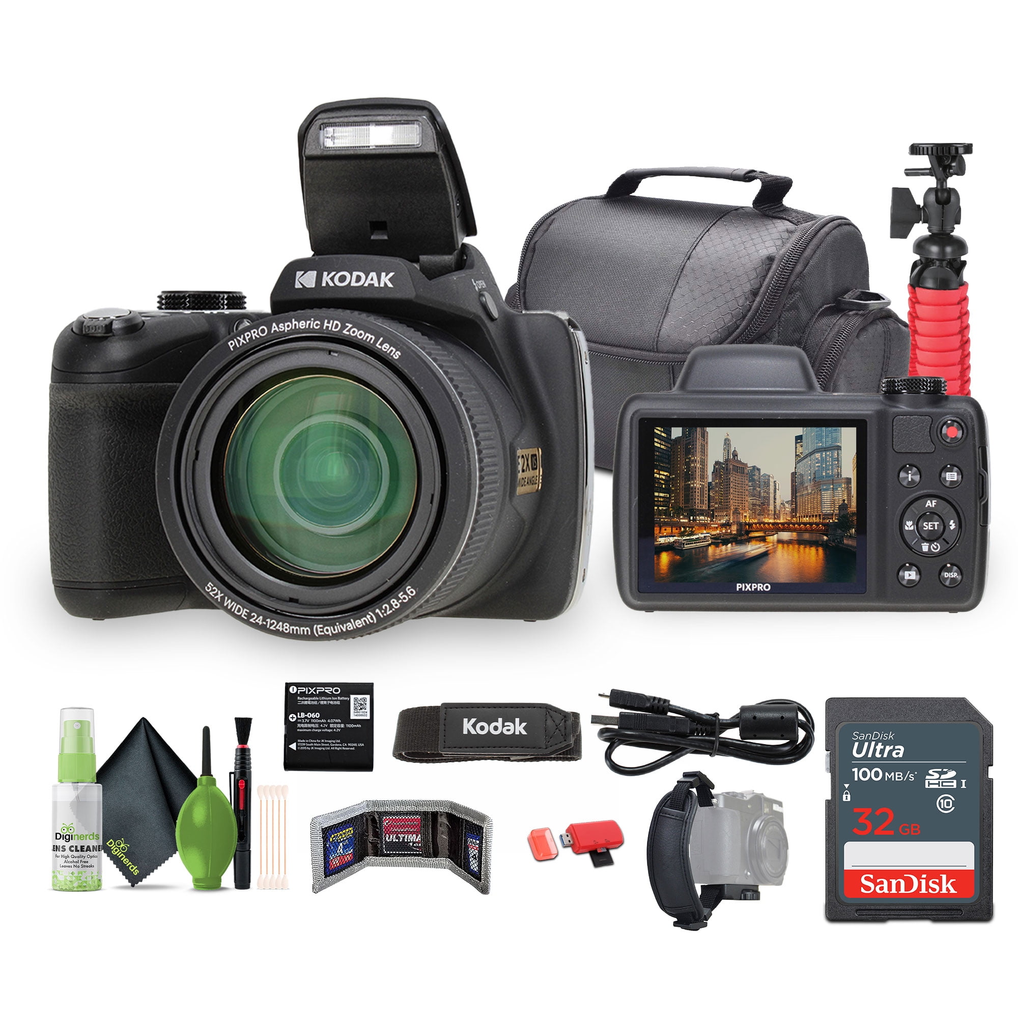 Kodak PIXPRO AZ528 16MP Digital Camera, 52x Optical Zoom, Wi-Fi, 32GB ...