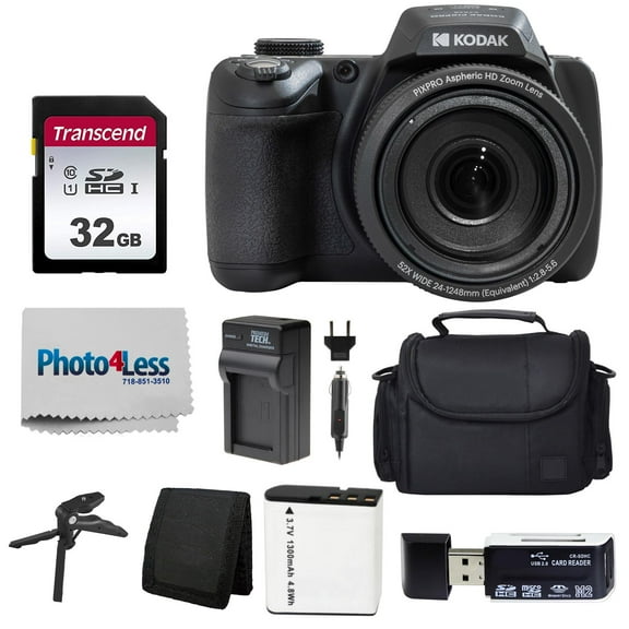 Kodak PIXPRO Astro Zoom AZ528 16 MP Full HD Video Digital Camera (Black) with 52x Optical Zoom Bundle With Accessories including Protective Camera Case , Battery & Charger, 32GB SD Card, Tripod And Mo