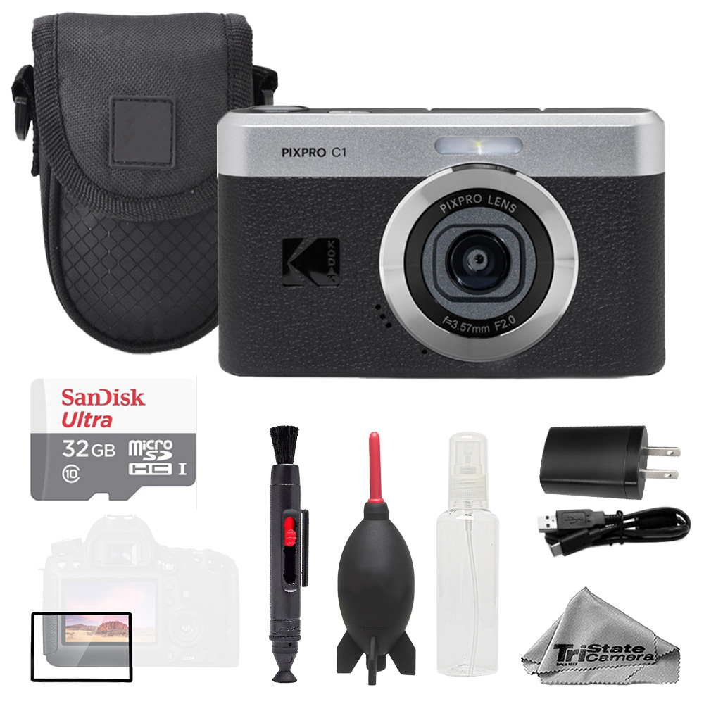 Kodak PIXPRO C1 Compact Digital Camera Black + 32GB + Bag+ Screen