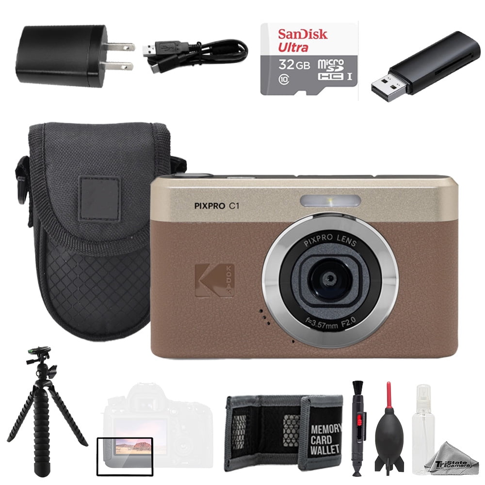 Kodak PIXPRO C1 Compact Digital Camera Brown + 32GB + Tripod +