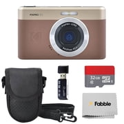 Kodak PIXPRO C1 Compact Digital Camera Brown Bundle with 32GB microSDHC Card, Protective Camera Case, Hi-Speed USB Card Reader, USB-C Cable, AC Adapter, and Manufacturer Accessories