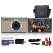 Kodak PIXPRO C1 Compact Digital Camera Tan, 13MP Point and Shoot Camera for Selfies, Travel, Vlogging and Everyday Photos C1-TN + 32GB Card + Camera Bag + Cleaning Kit 7pc Bundle