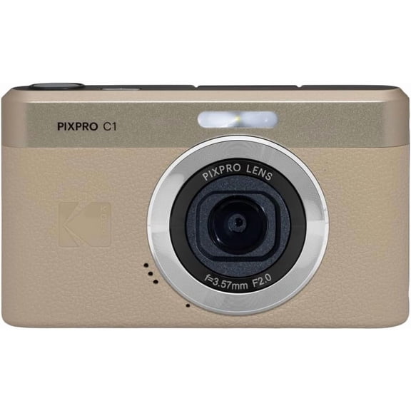 Kodak PIXPRO C1 Digital Camera, 13MP Compact Point & Shoot with 4X Optical Zoom, 180 Degree Flip Screen, 1080p HD Video, Brown