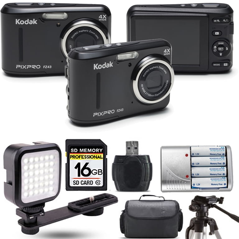 コダック　Kodak PIXPRO FZ43 デジタルカメラ ブラック Kodak PIXPRO FZ43 Digital Camera (Black) + Extra Battery + LED