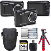 Kodak PIXPRO FZ43 Digital Camera Black + Extra Battery +Tripod + Case -64GB Kit