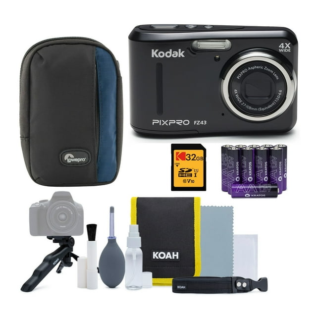 Kodak PIXPRO FZ43 Friendly Zoom Digital Camera (Black) Bundle
