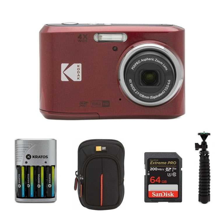 Kodak PIXPRO FZ45 Digital Camera (Red) with Accessory bundle